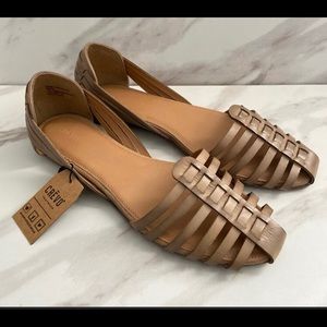 ANTHROPOLOGIE CREVO Leather “Sidney” Haurache Sandal Memory Foam Footbed Size 11